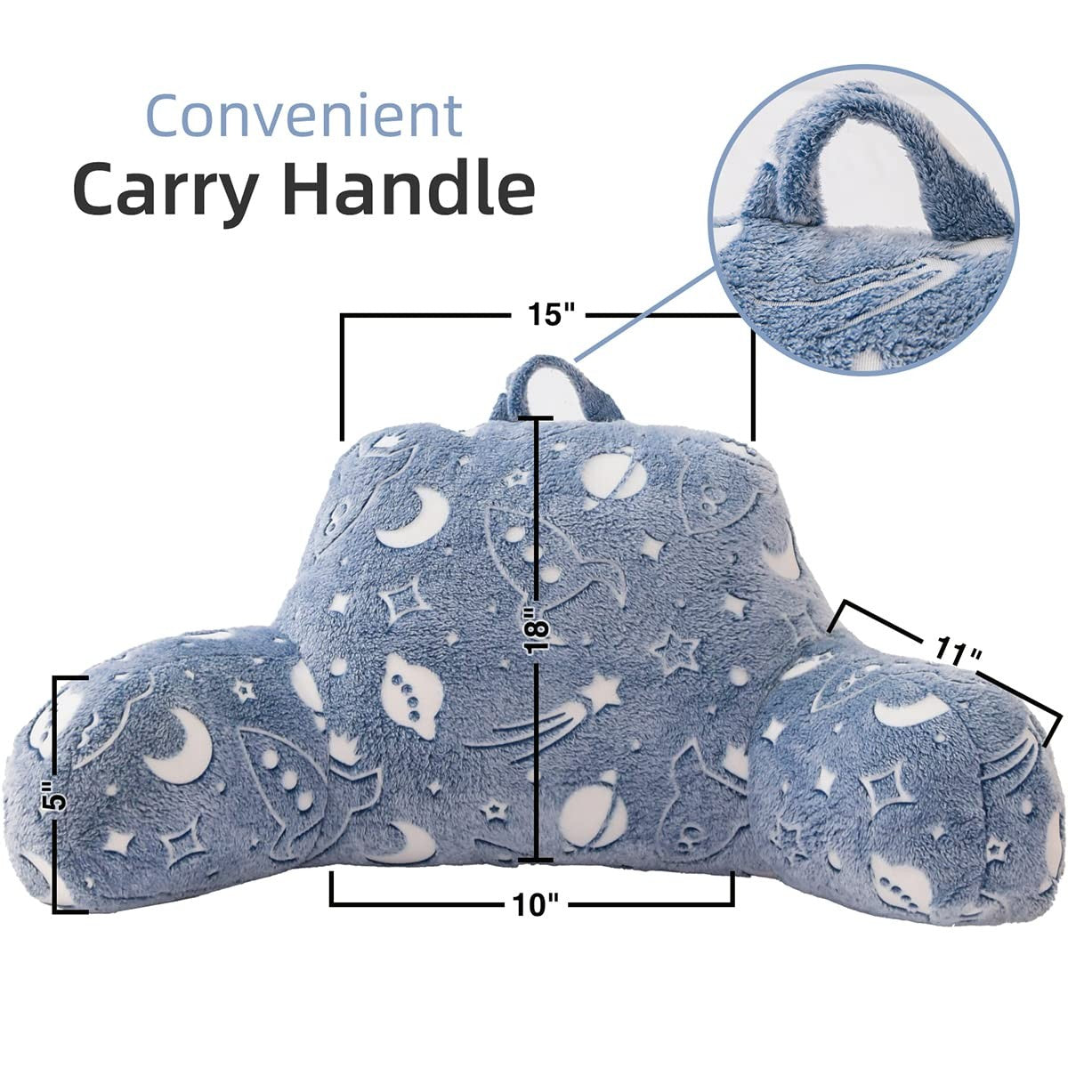 Holawakaka Glow In The Dark Reading Pillow For Sitting Up In Bed Sofa Kids