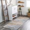 Livabliss Gaillard Modern Abstract Area Rug27 X 12Sky Blue/Mustard
