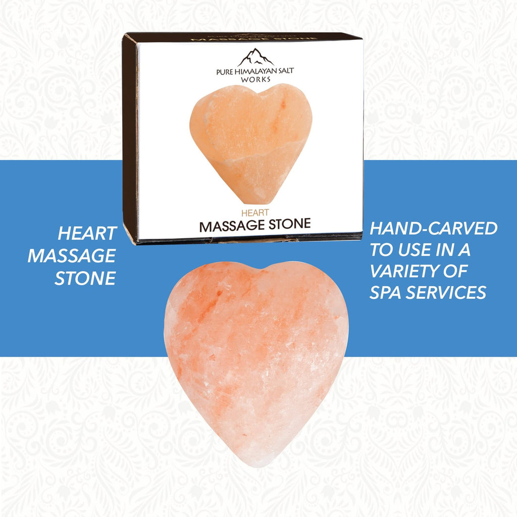 Pure Himalayan Salt Works Heart Massage Stone Pink Crystal Hand-Carved Stone