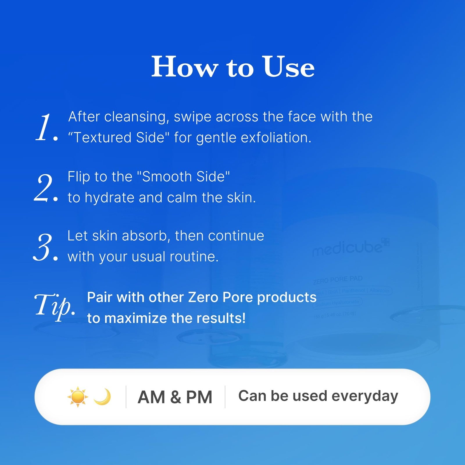 Medicube Zero Pore Pads 2.0 Dual-Textured Facial Toner Pads For Exfoliation And