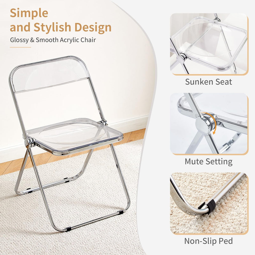 Kaihaowin Luxury Modern Transparent Folding Chair Acrylic Folding