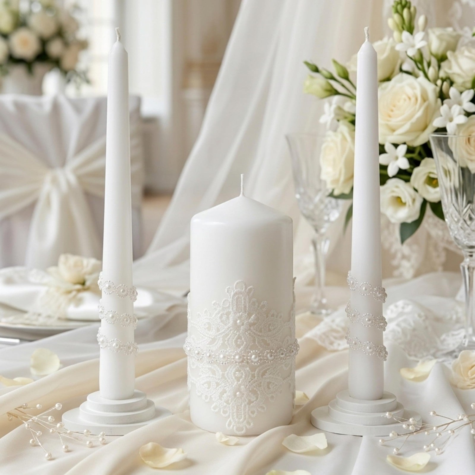 Magik Life Unity Candle Set - Wedding Ceremony Reception 6 Pillar Two 10 Taper