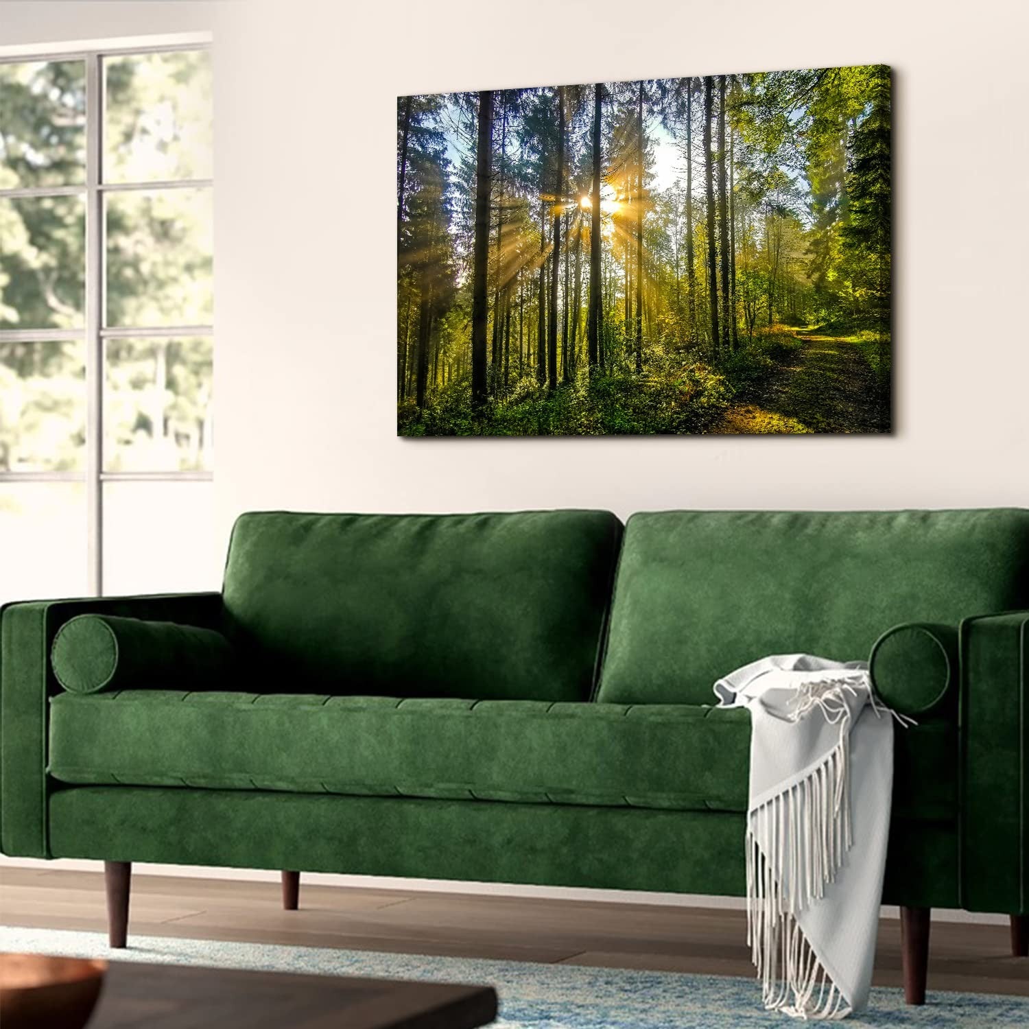 Arebolo Sunrise Forest Canvas Wall Art Nature Mountain Wall Decor For Living