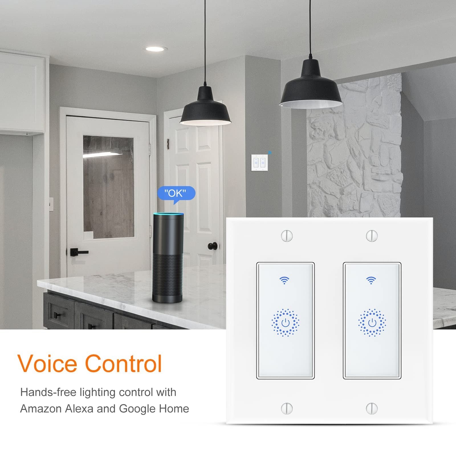 Smart Switch4 Pack Double Smart Light Switch Milfra In-Wall Wifi Smart Switch