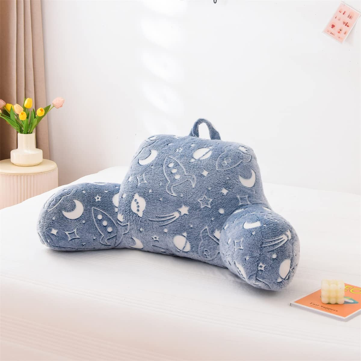 Holawakaka Glow In The Dark Reading Pillow For Sitting Up In Bed Sofa Kids