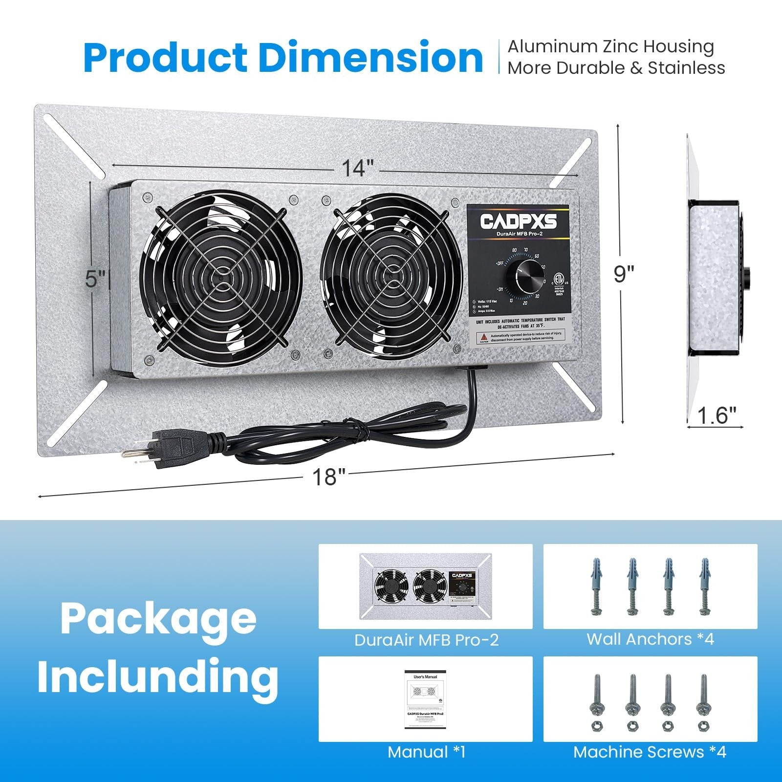 Cadpxs Crawlspace Ventilation Fan Crawlspace Fan Vent Humidistat Dehumidistat