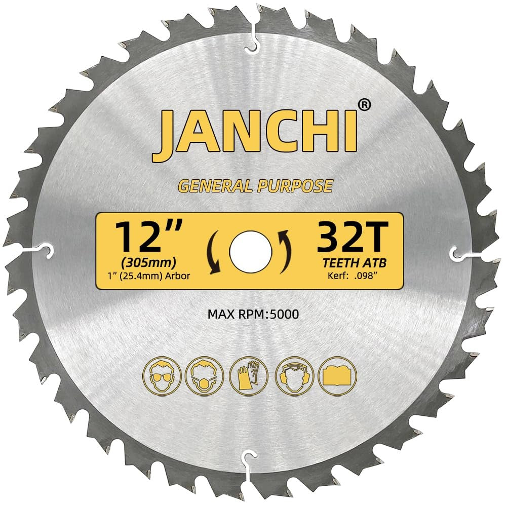 Janchi 3Pack Combo 12-Inch 32T 80T 100T Woodworking Saw Blades 1 Arbor 098 Thin