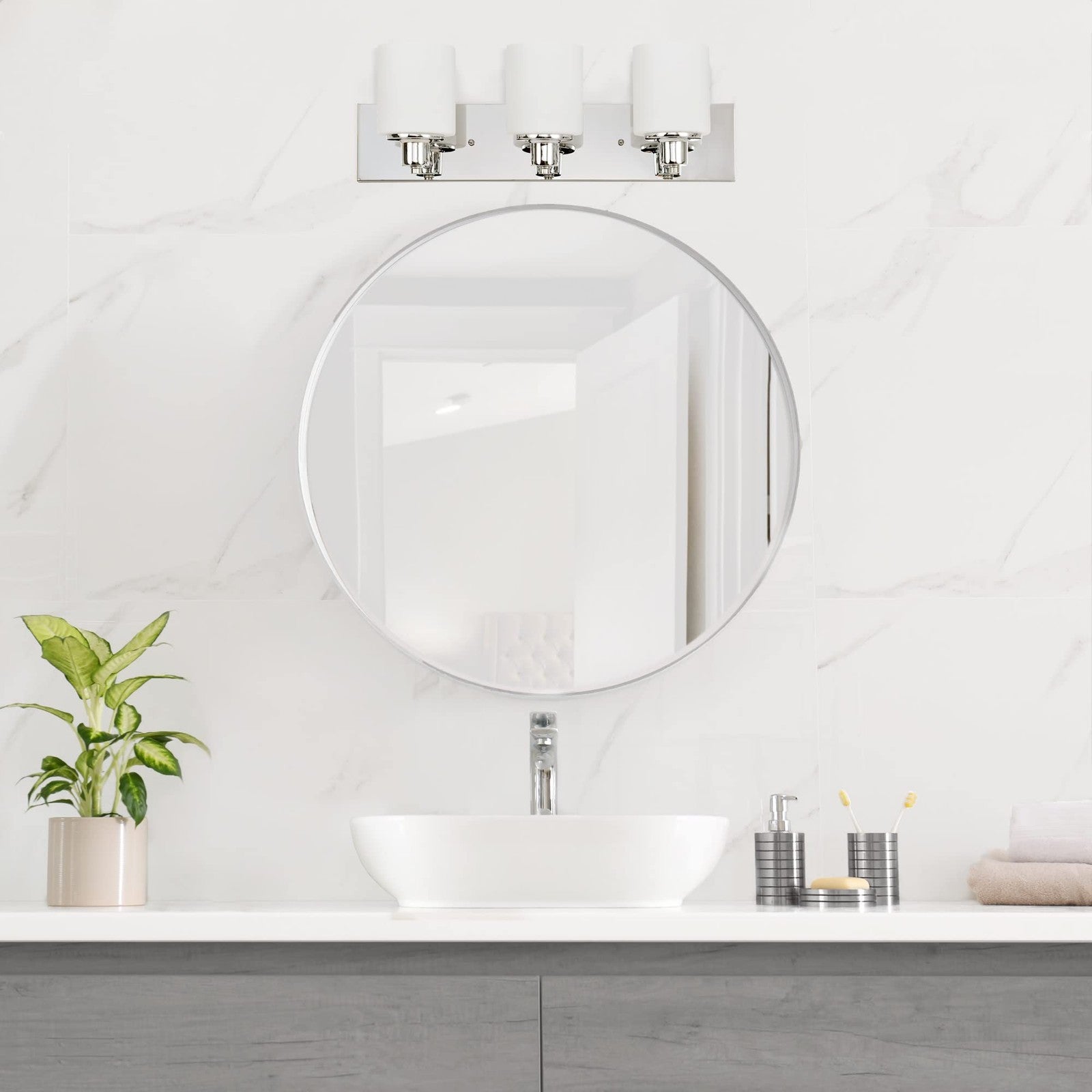 Design House Dane 3-Light Vanity Light Polished Chrome Finish Frosted Glass