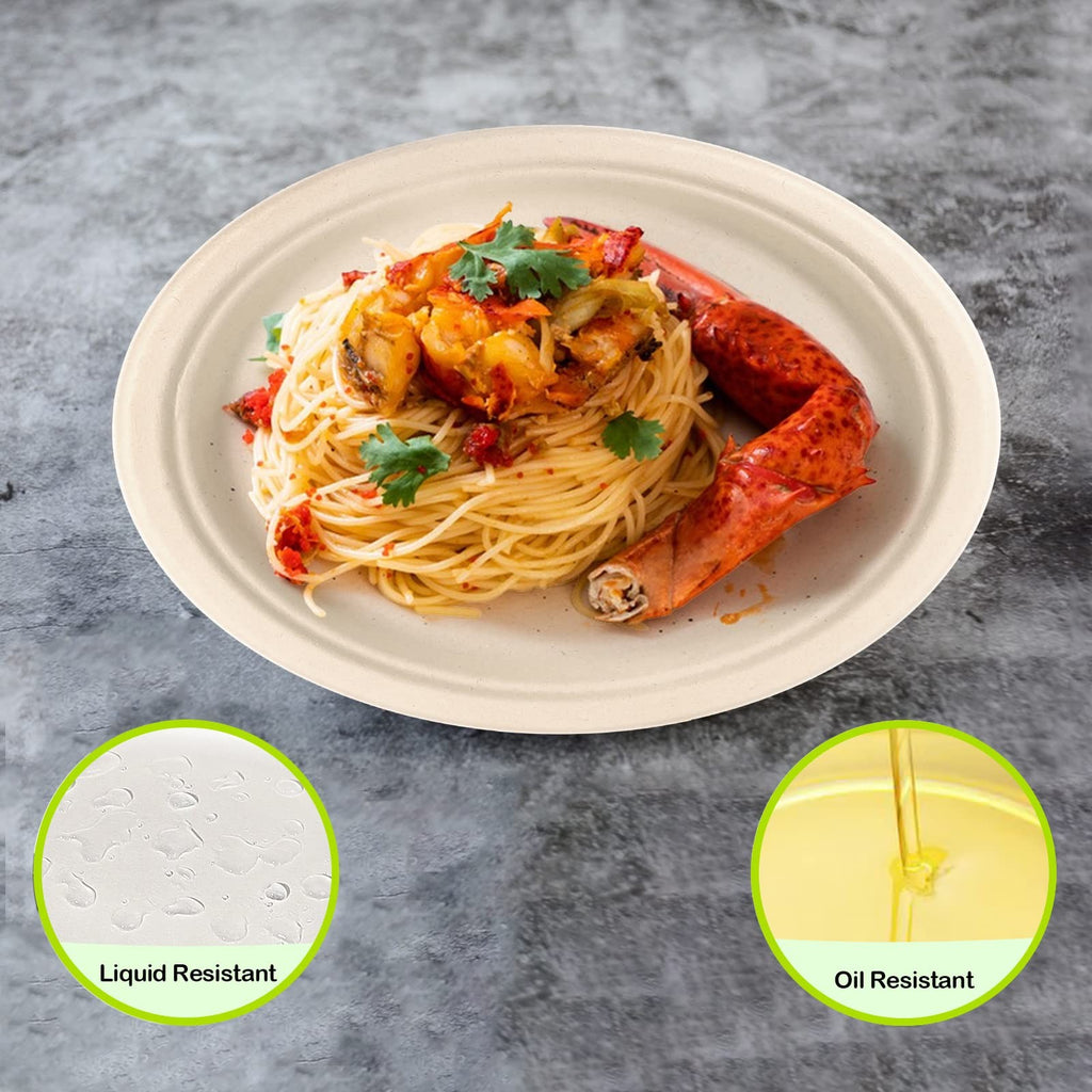 Greenesage 500 Pack Paper Plates 9 Inch Bulk 100 Compostable Disposable Plates