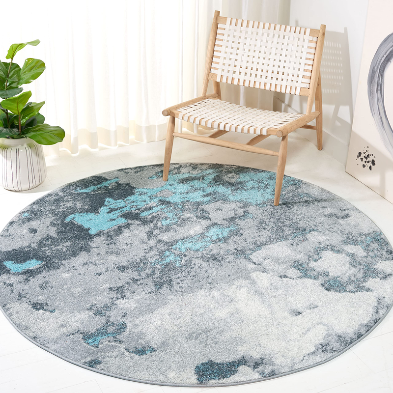 Safavieh Adirondack Collection 4 Round Turquoise / Grey Adr134K Modern Abstract