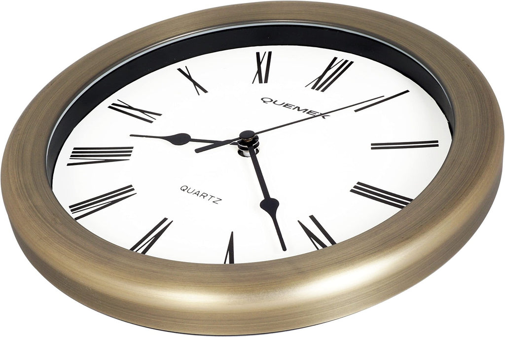Justime 8.5 Inch Brushed Metal Water Resistant Wall Clock Special For Small