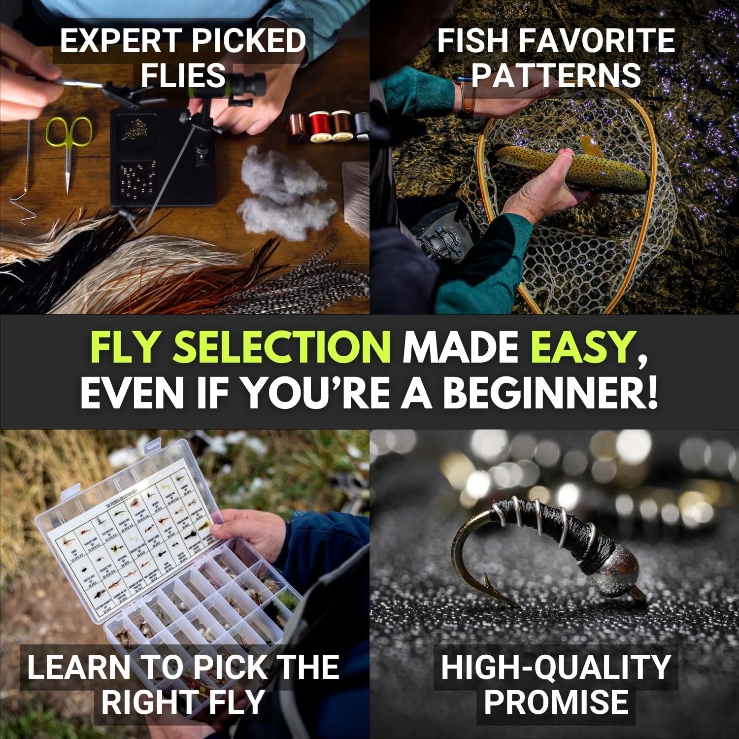 Ventures Fly Co. 40 Premium Hand Tied Fly Fishing Flies Assortment Fly Included