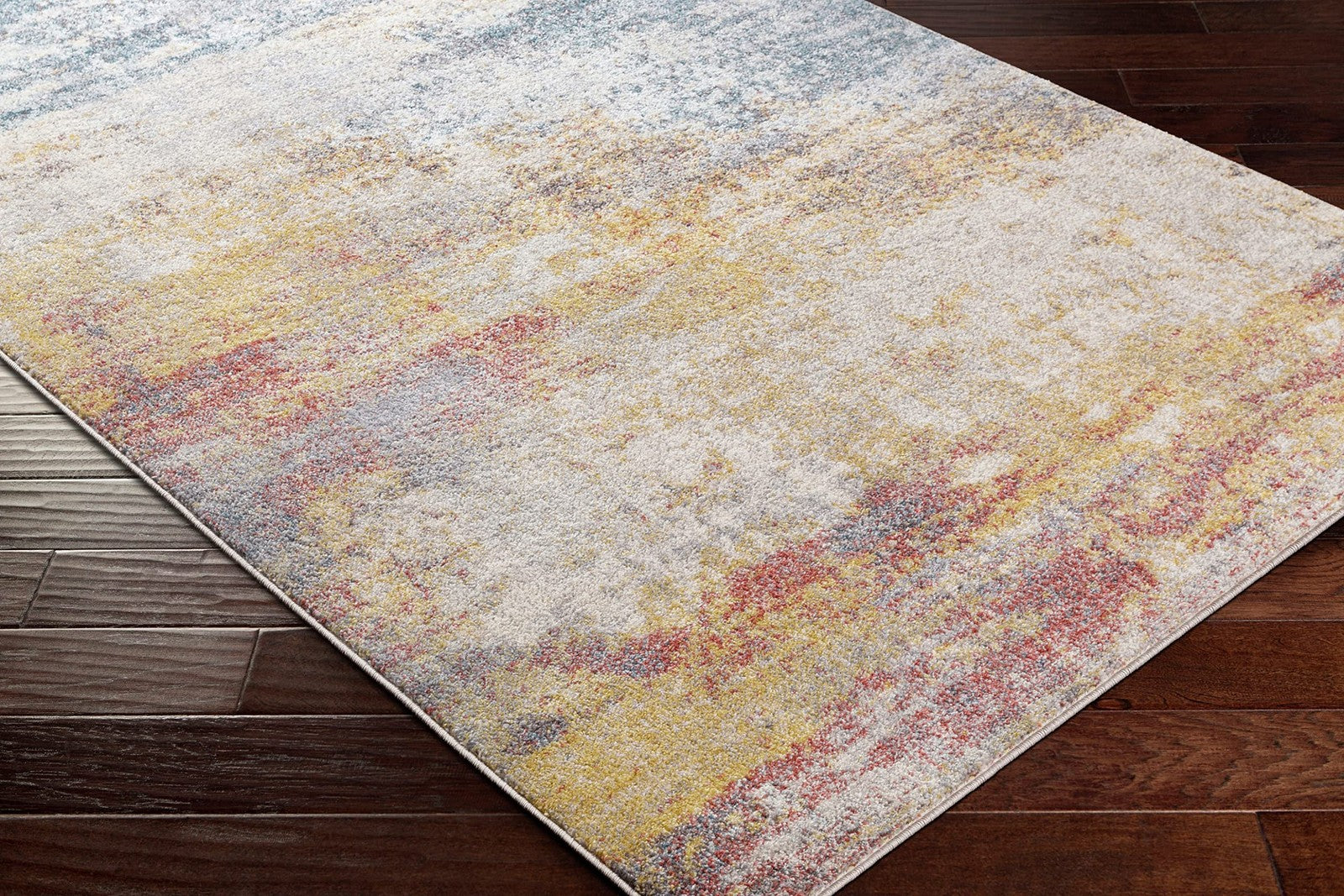 Livabliss Gaillard Modern Abstract Area Rug27 X 12Sky Blue/Mustard