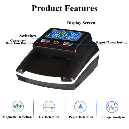 Winb Portable Counterfeit Bill Detector Machine Automatic 4-Way Direction Usd