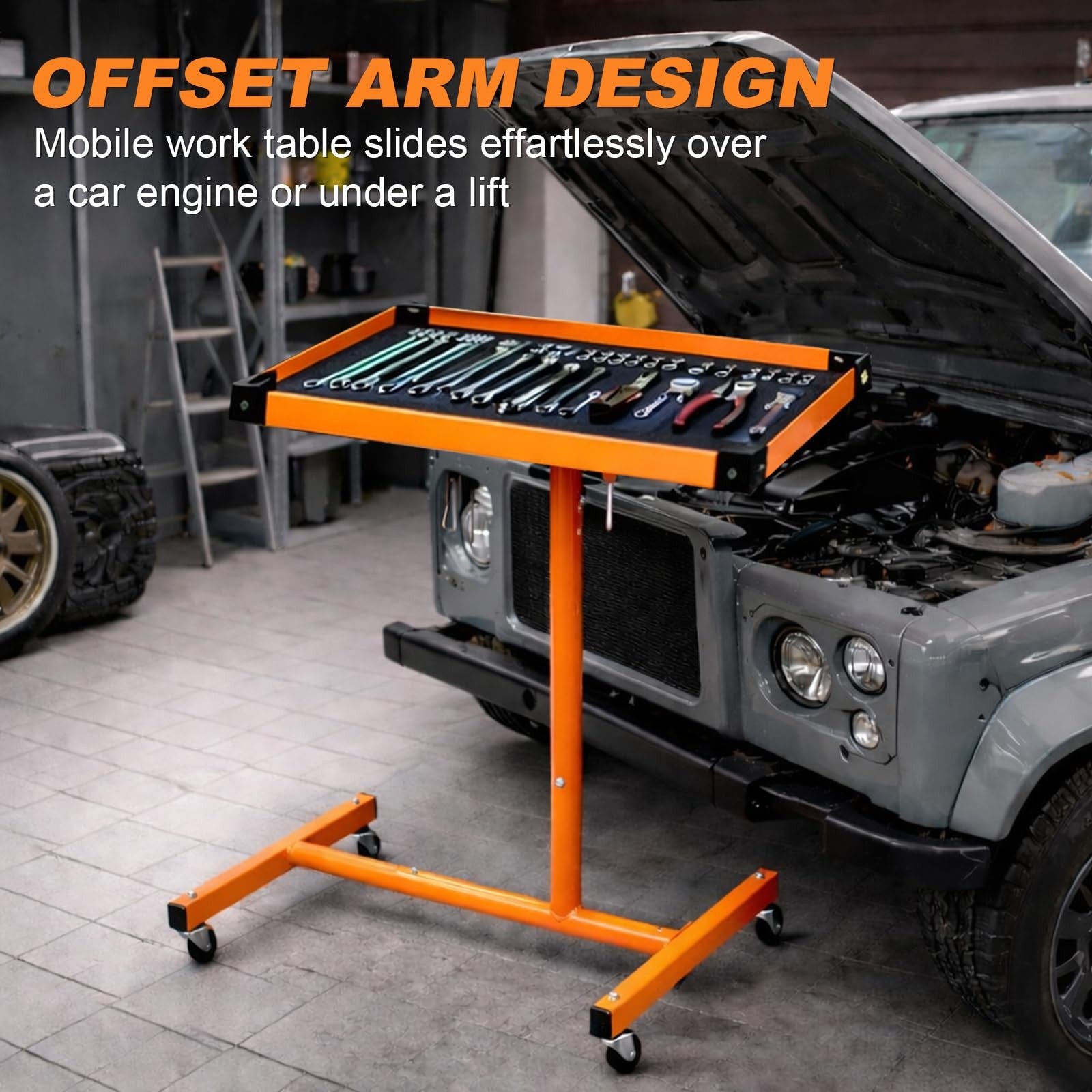 A A In Mechanics Rolling Work Table Adjustable Mobile Tray Table For Shop