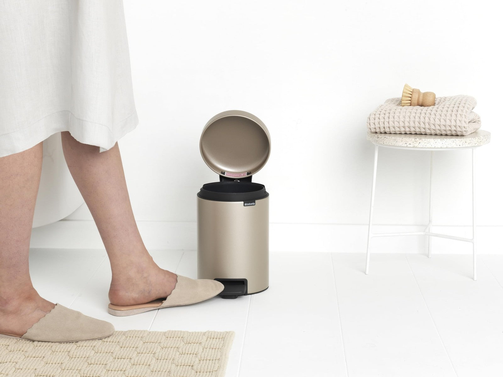 Brabantia Step-On Xs Trash Can Metallic Gold 0.8 Gallon / 3L Bathroom Bedroom