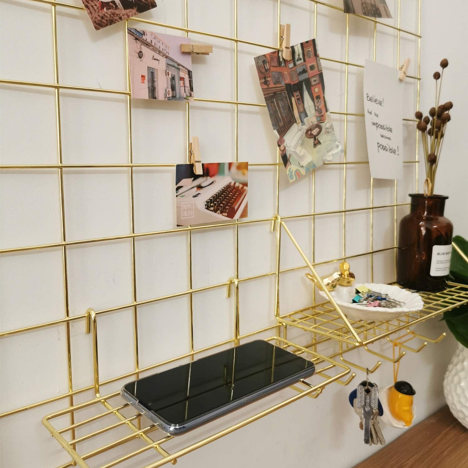 Yash Enterprises Yash Metal Wire Grid Panel Display Organizer Postcard Wall