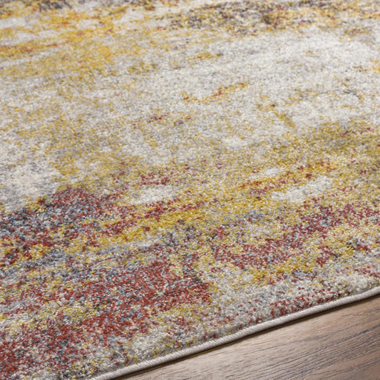 Livabliss Gaillard Modern Abstract Area Rug27 X 12Sky Blue/Mustard