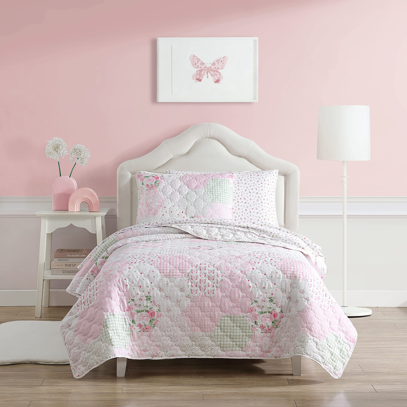 Laura Ashley Kids - Full Quilt Set Reversible Brushed Microfiber Bedding