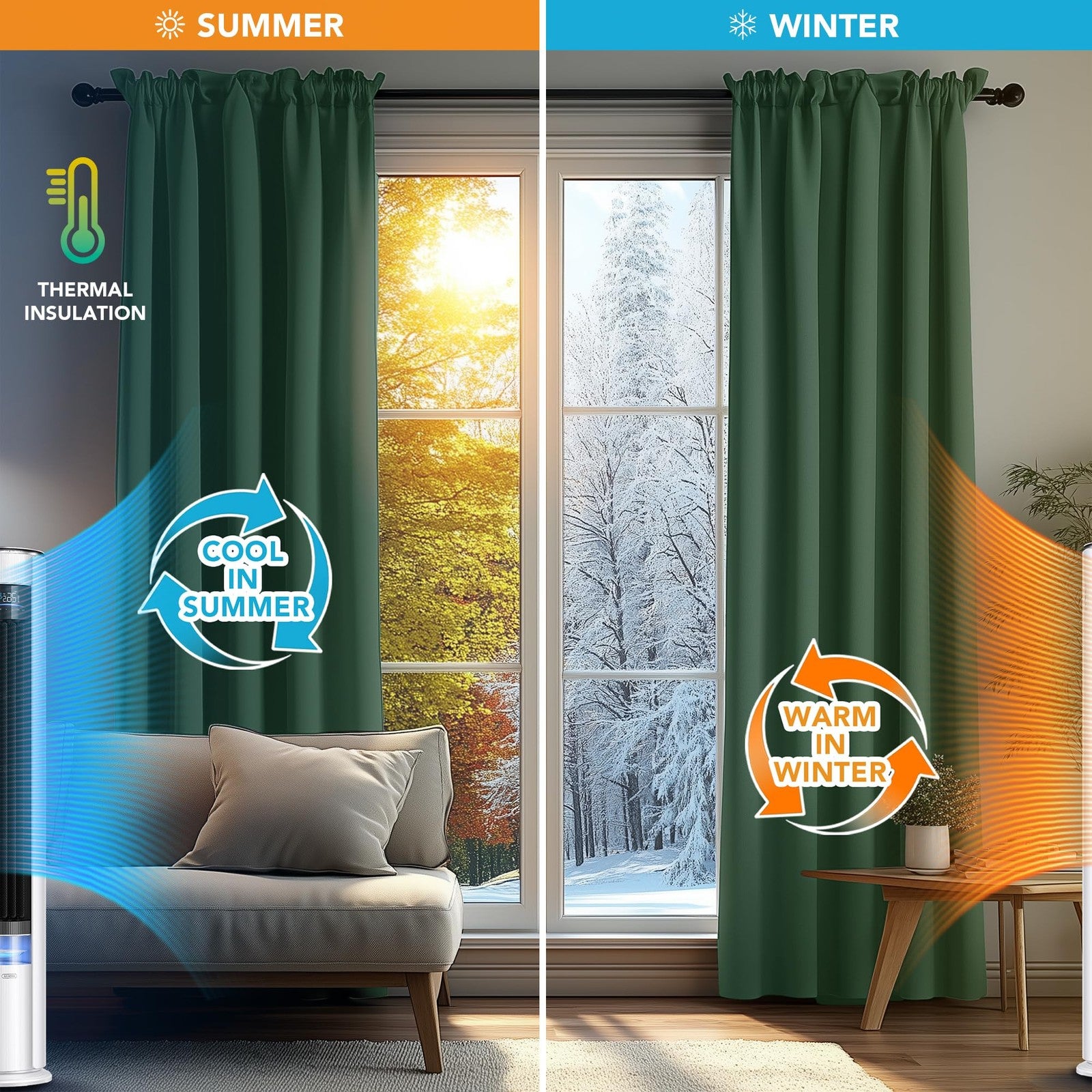 Deconovo Blackout Curtains For Bedroom Thermal Insulated Room Darkening Rod