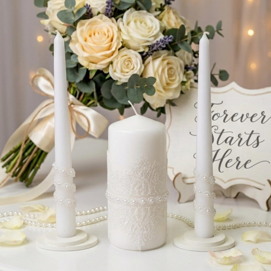Magik Life Unity Candle Set - Wedding Ceremony Reception 6 Pillar Two 10 Taper