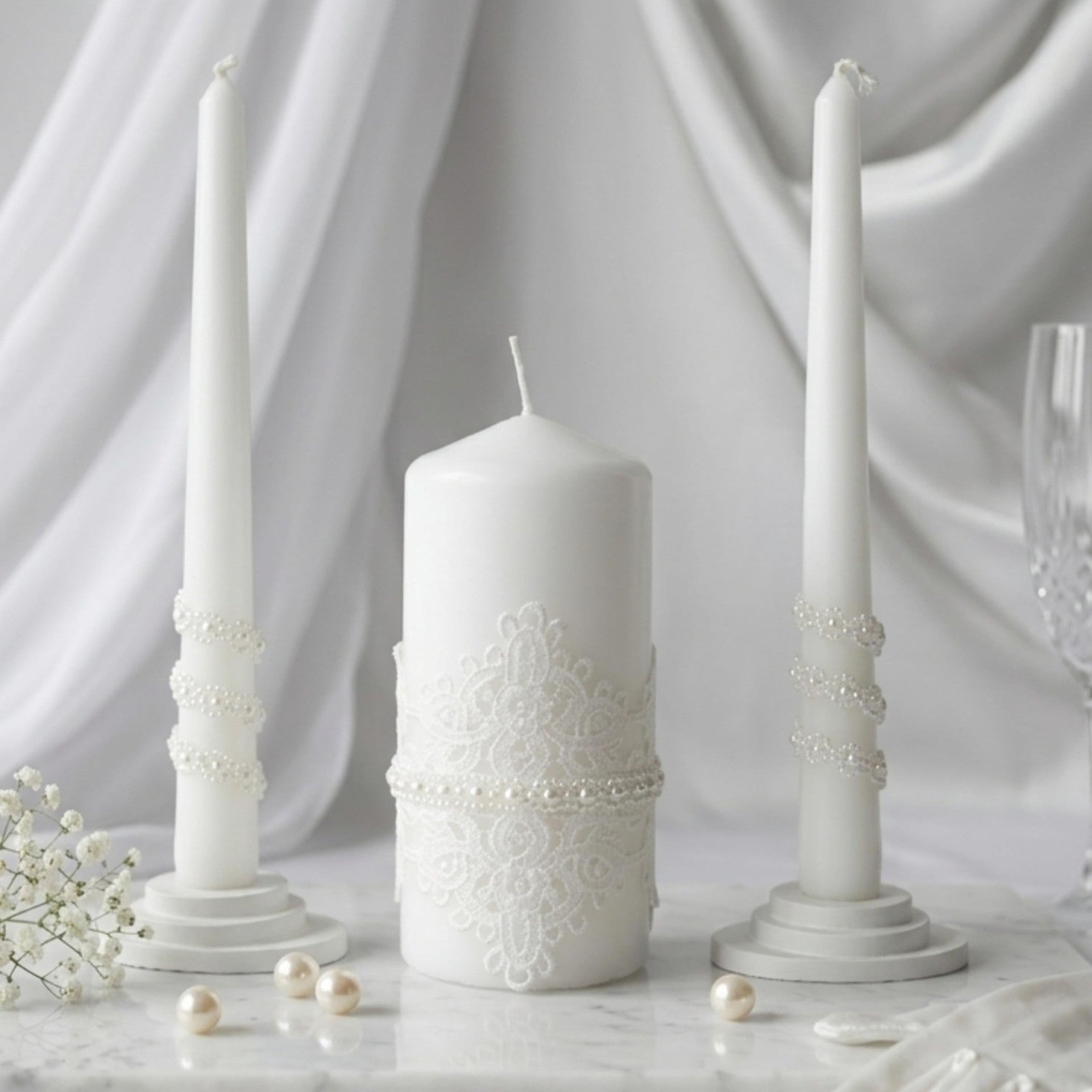 Magik Life Unity Candle Set - Wedding Ceremony Reception 6 Pillar Two 10 Taper