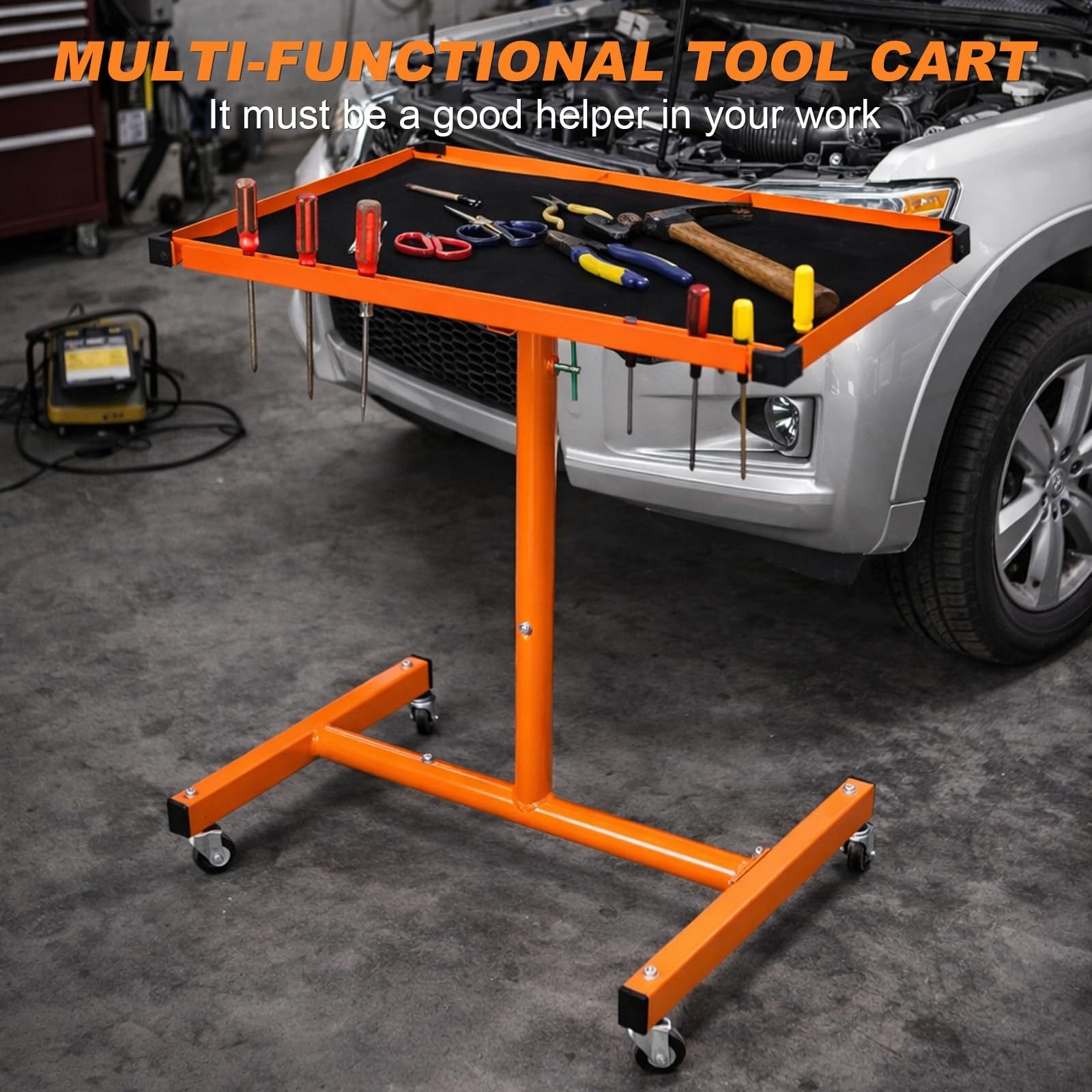 A A In Mechanics Rolling Work Table Adjustable Mobile Tray Table For Shop