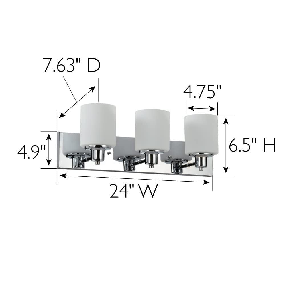 Design House Dane 3-Light Vanity Light Polished Chrome Finish Frosted Glass