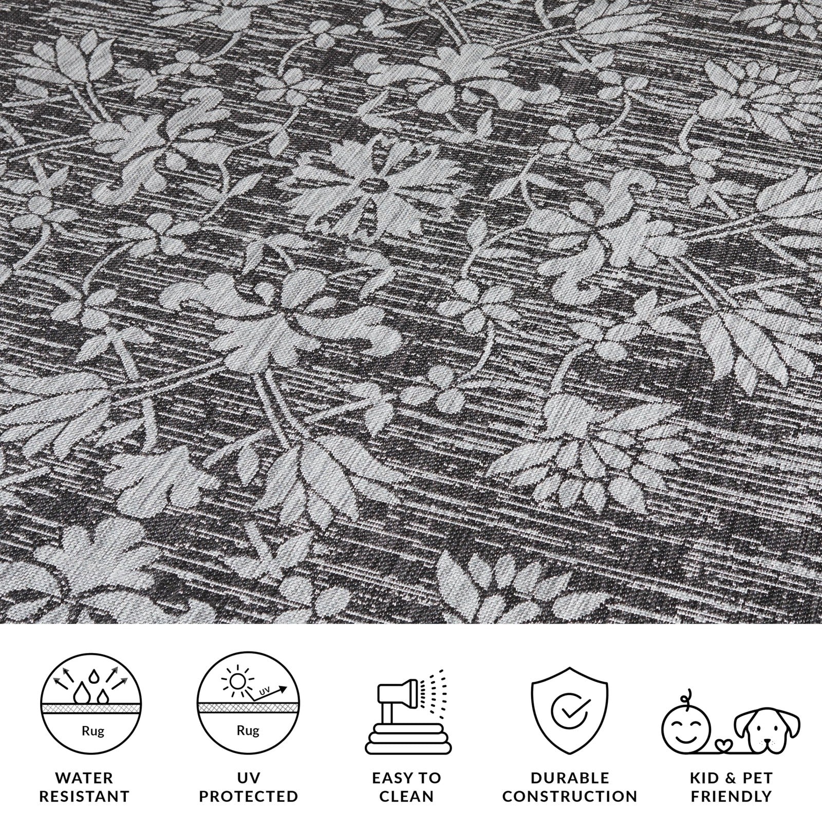 Safavieh Courtyard Collection 23 X 8 Black/Light Grey Cy8064 Indoor-Outdoor