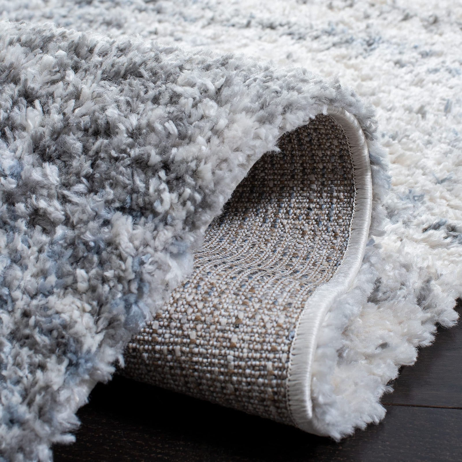 Safavieh Berber Shag Collection 53 X 76 Ivory/Grey Ber273A Modern Abstract