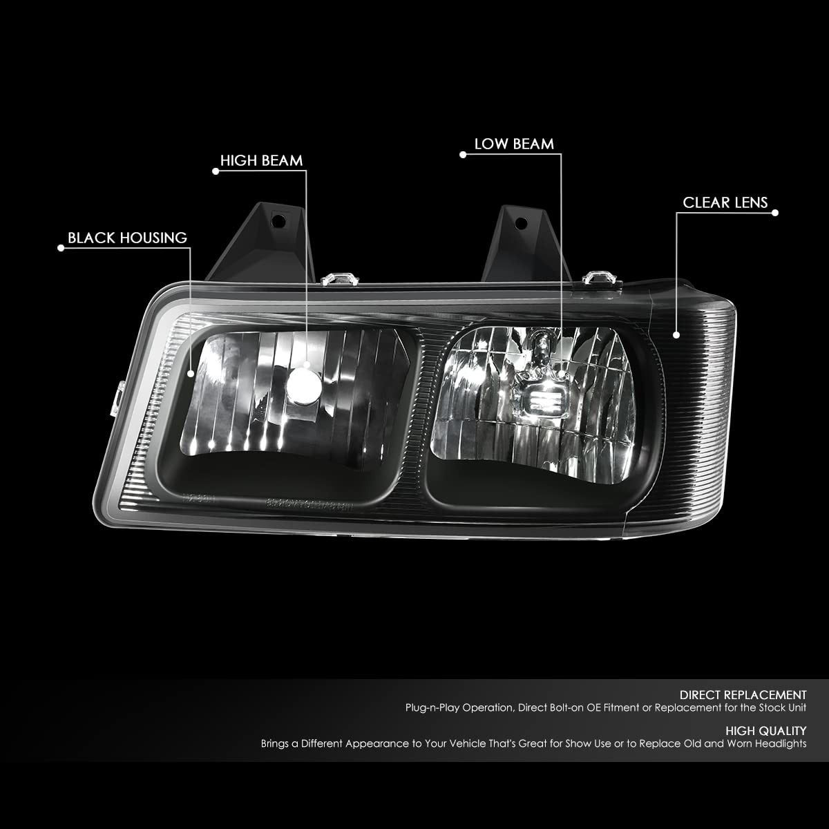 Dna Motoring Hl-Oh-Cegs03-2P-Bk Pair Of Oe Style Headlights Compatible 03-14