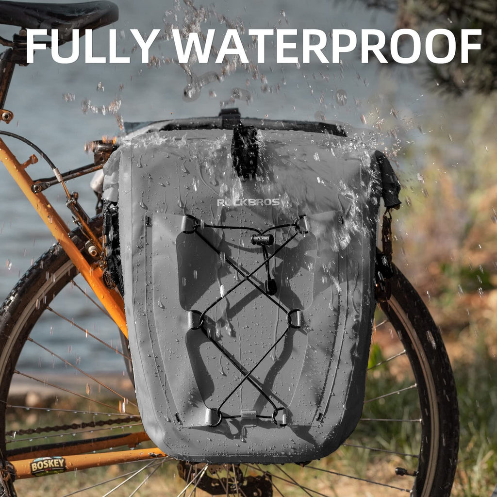 Rockbros Bike Panniers Waterproof Bike Rear Rack Bag Max 30L Large Capacity