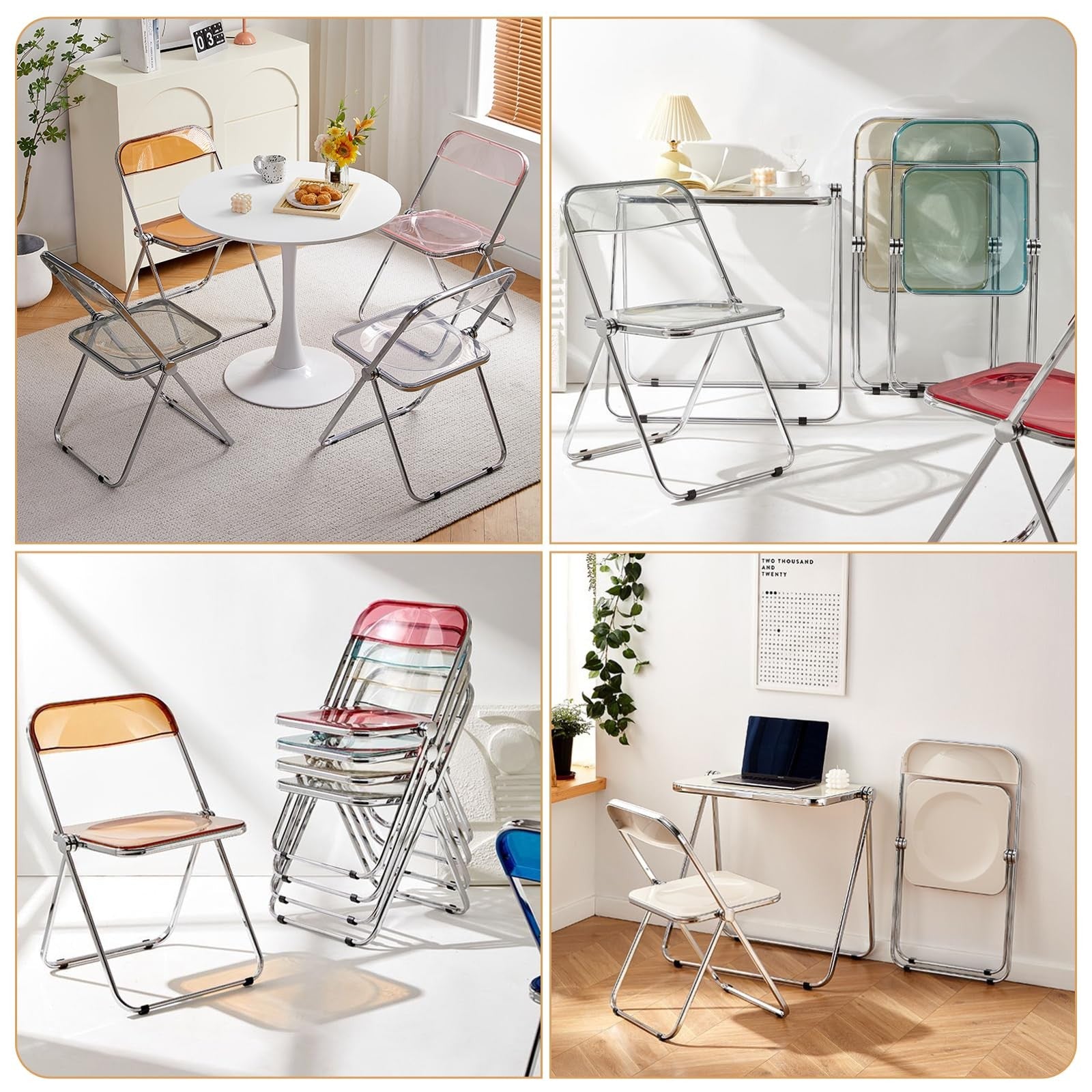 Kaihaowin Luxury Modern Transparent Folding Chair Acrylic Folding