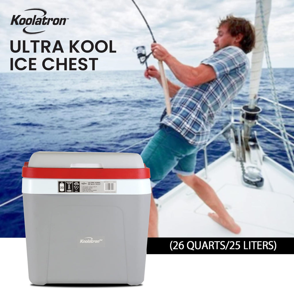 Koolatron Ice Chest Cooler - Portable Cooler W/ Locking Carry Handle Vintage