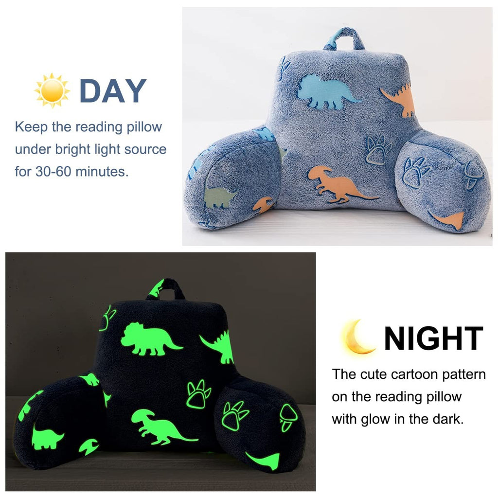 Holawakaka Glow In The Dark Reading Pillow For Sitting Up In Bed Sofa Kids