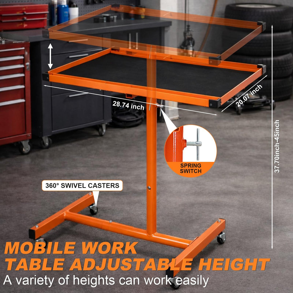A A In Mechanics Rolling Work Table Adjustable Mobile Tray Table For Shop