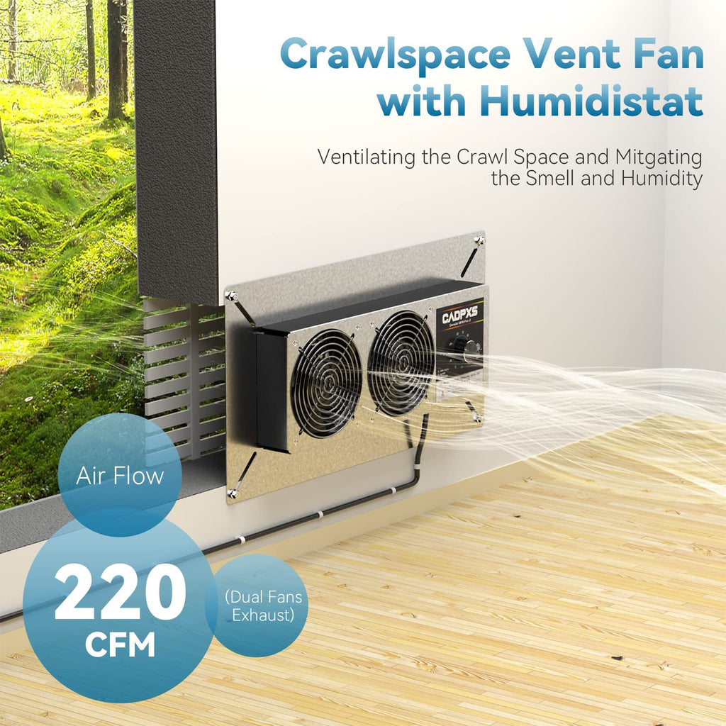 Cadpxs Crawlspace Ventilation Fan Crawlspace Fan Vent Humidistat Dehumidistat