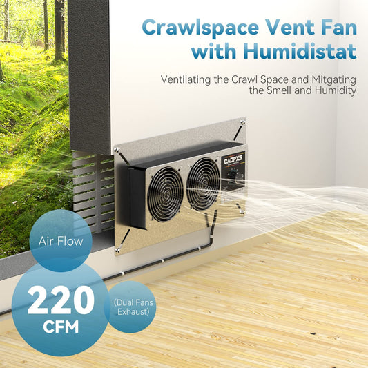 Cadpxs Crawlspace Ventilation Fan Crawlspace Fan Vent Humidistat Dehumidistat