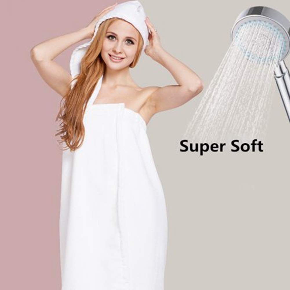 Keenso Womens Spa Bathrobe Set Hair Drying Cap - Soft Fast-Dry Wrap Towel