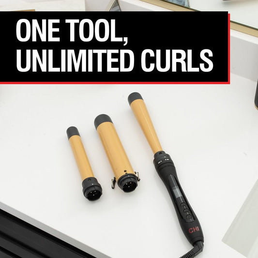 Chi Interchangeable Curling Wand 3 Barrel Attachments For Versatile Curls