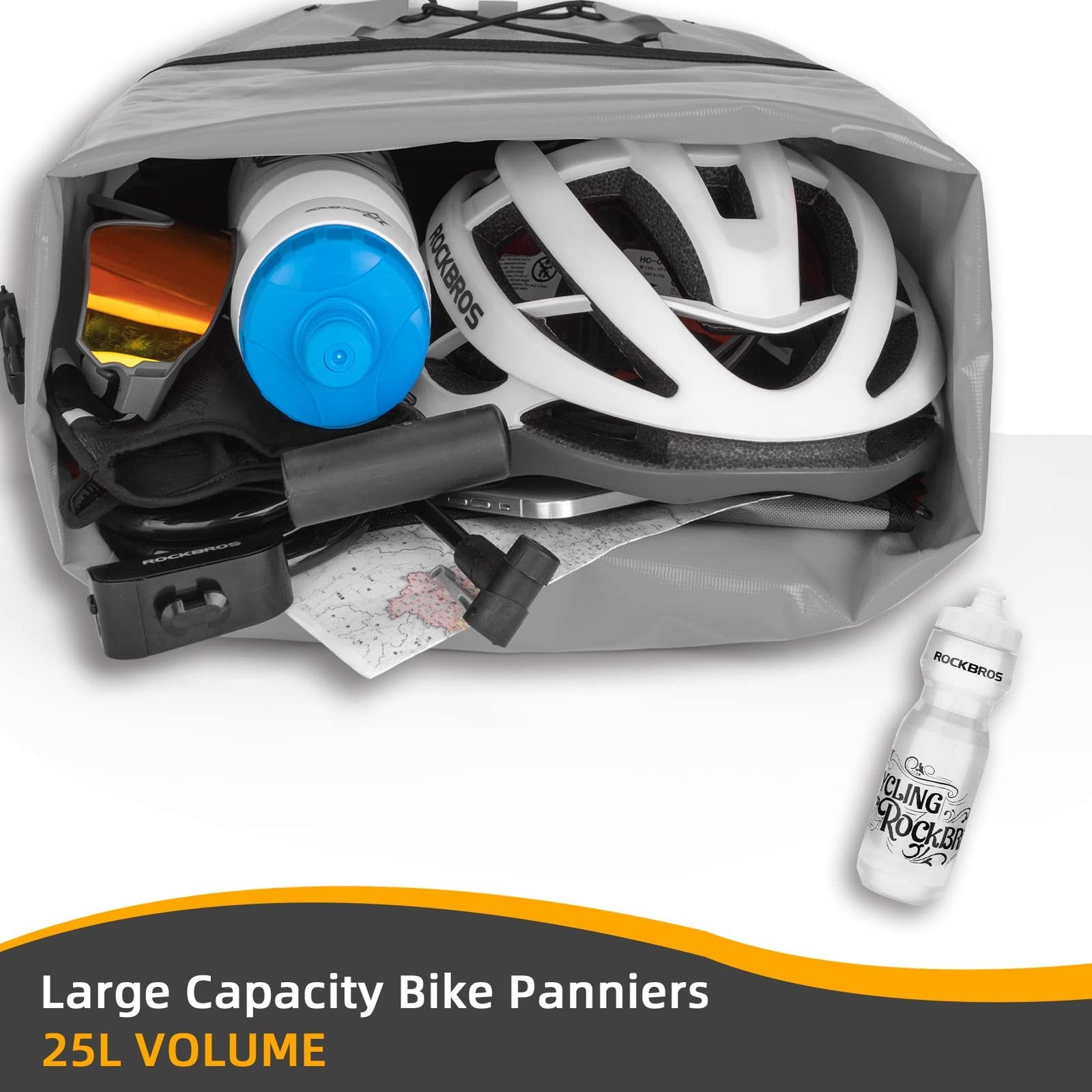 Rockbros Bike Panniers Waterproof Bike Rear Rack Bag Max 30L Large Capacity