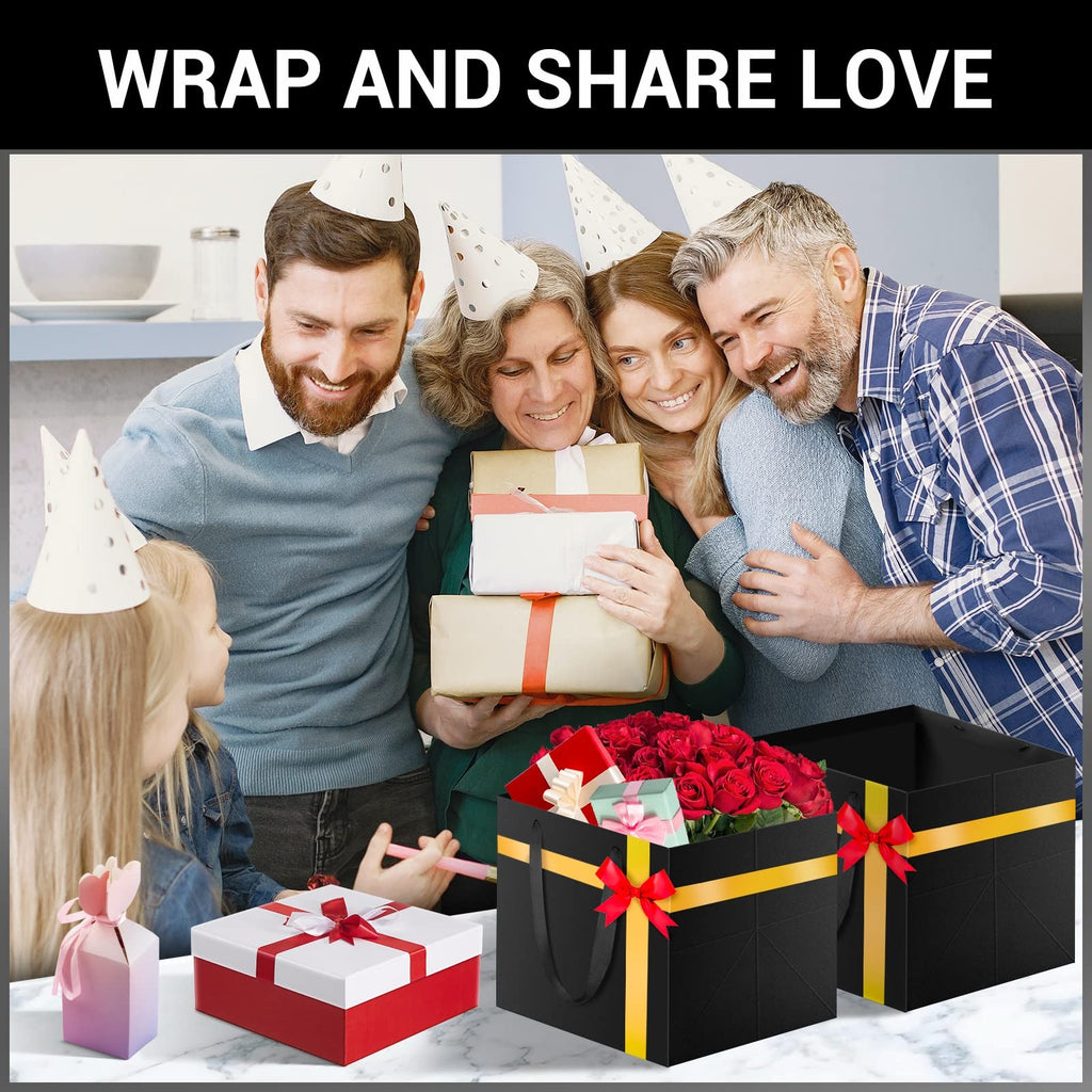 Eusoar Black Bags Handles 10X10X10 Inches Pack Of 20 Paper Gift Bag Handles