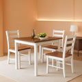 Mid Century Solid Wood Dining Table Set For Four Chairs
