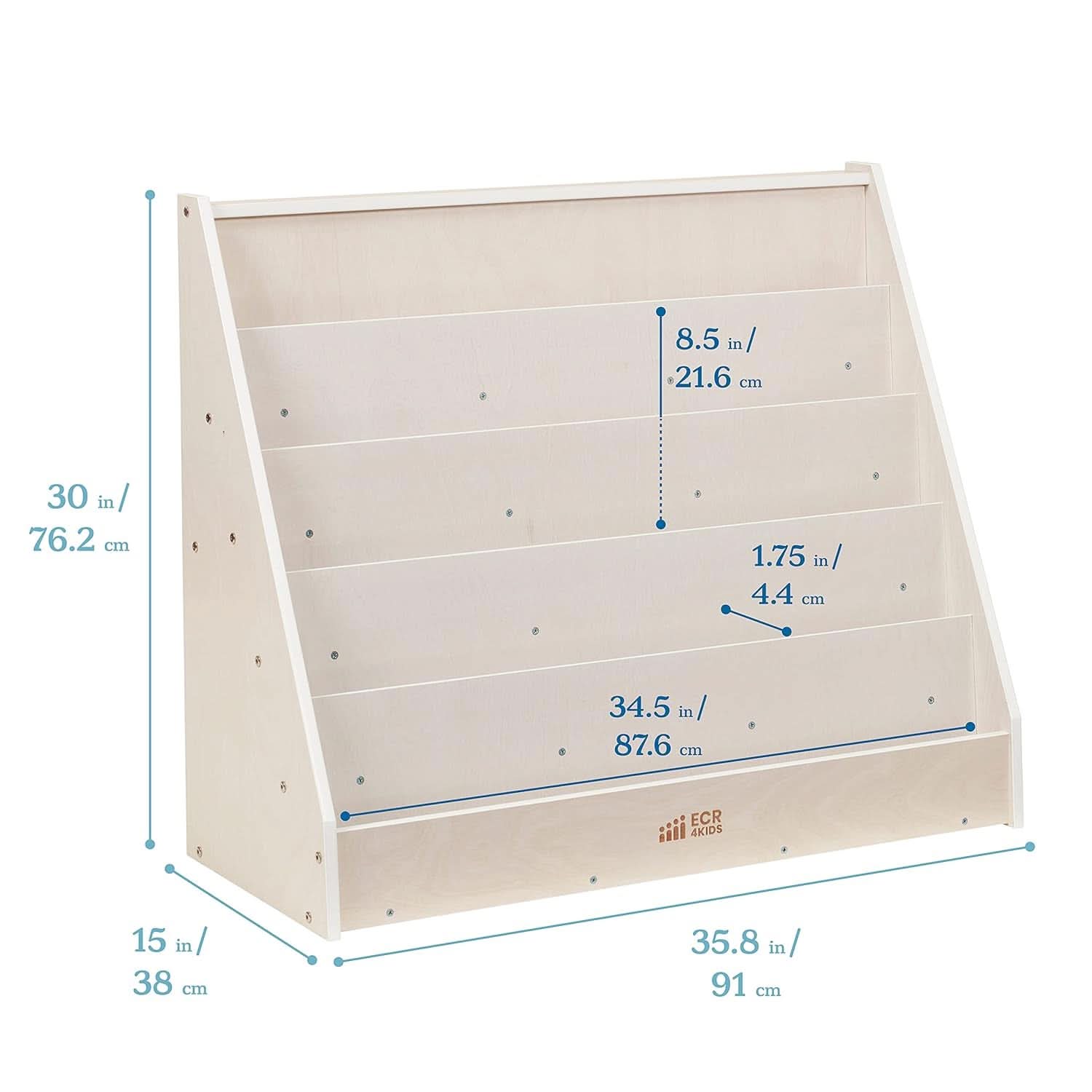 Single Sided Book Display Classroom Bookshelf White Wash