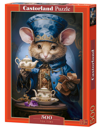500 Piece Jigsaw Puzzle, Tea Time, Art. Puzzle, Mouse and small teapot and saucer, Adult Puzzle, Castorland B-53971
