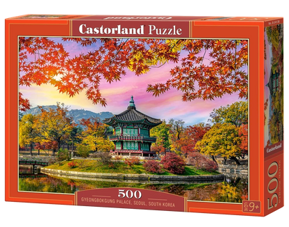 500 Piece Jigsaw Puzzle, Gyeongbokgung Palace, Seoul, South Korea, Autumn Leaves, Fall Scenery, Colorful, Reflection, Adult Puzzle, Castorland B-54138