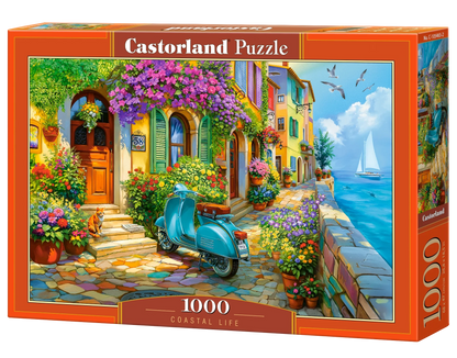 1000 Piece Jigsaw Puzzle, Coastal Life, Mediterranean Village, Italian Riviera puzzle, Seaside, Adult Puzzle, Castorland C-105465-2