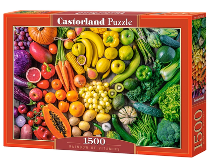 1500 Piece Jigsaw Puzzle, Rainbow of Vitamins, Vibrant & Healthy Kitchen Art Brain Teaser, gradient jigsaw, Adult Puzzle, Castorland C-152124-2
