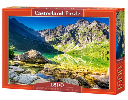 1500 Piece Jigsaw Puzzle, Sunrise at Morskie Oko, Tatras, Poland, Rocky Peak Nature Scene, Mountain landscape, Adult Puzzle, Castorland C-152216-2