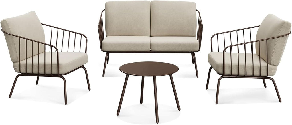 Modern 4-Piece Patio Furniture Set with Thick Cushions